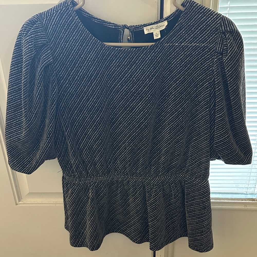 Elegant Black and White Puff Sleeve Blouse